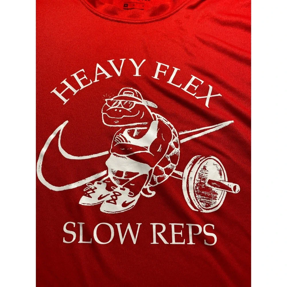 Nike Mens Dri-FIT Heavy Flex Slow Reps Weightlifting Turtle Red Tee DM6283-657